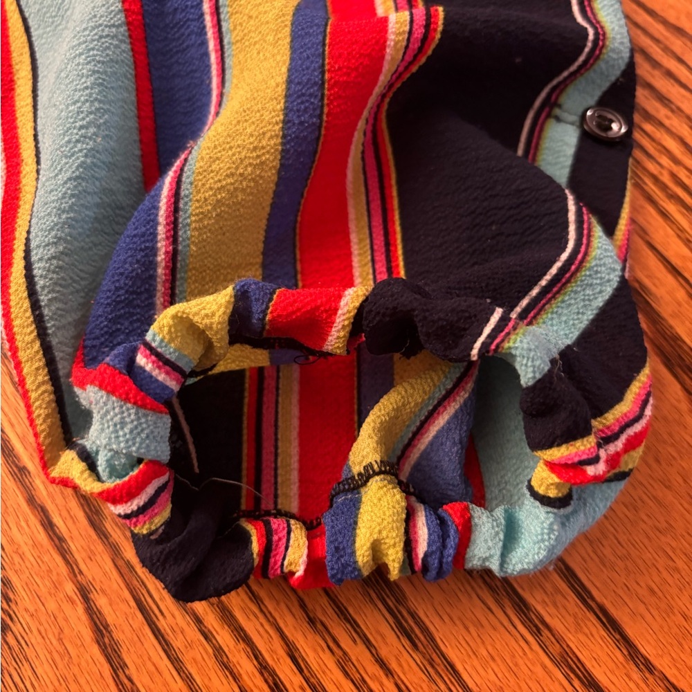 L&B Multicolor Striped Long Button-Front Top - Navy, Red, Yellow, Teal, Purple - Picture 9 of 11